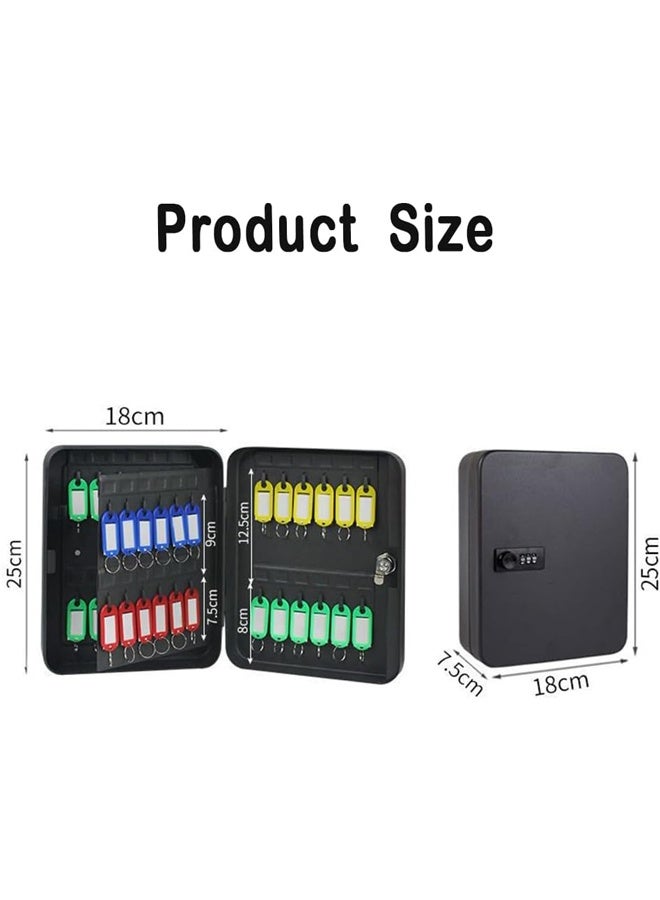 DUNISO 48-Digit Key Cabinet With Combination Lock, Resettable Black Digital Safe, Wall Mounted Key Organizer With Colorful Key Label Stickers And Hooks,Black  - Image 2
