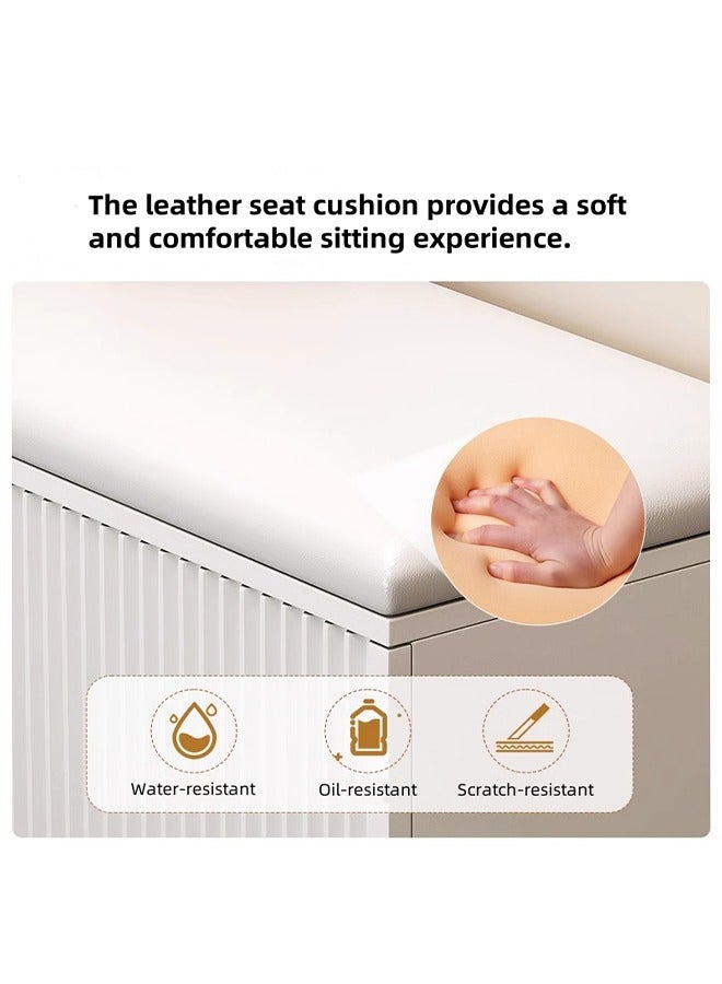 Three-Cabinet Door Shoe Stools With Sponge Cushions, Entrance Passage Shoe-Changing Stools and Shoe Storage Organization Cabinets, Large-Capacity Soft-Padded Household Shoe Racks - Image 4