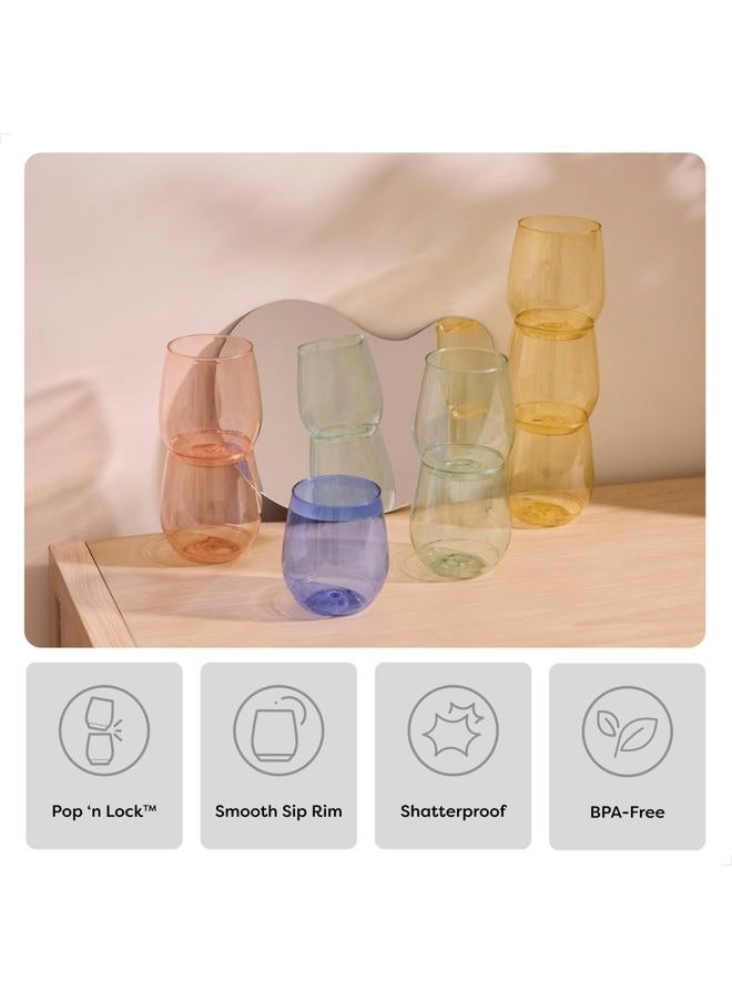 TOSSWARE POP 14oz Vino - Color Series SET OF 12, Premium Quality, Recyclable, Unbreakable & Crystal Clear Plastic Wine Glasses - Image 3