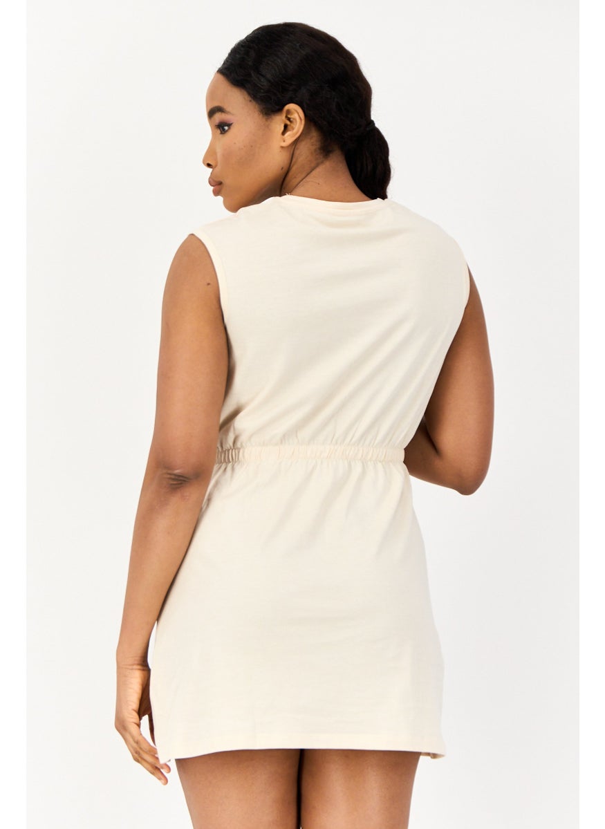 ONLY Women Solid Mini Dress, Beige  - Image 4
