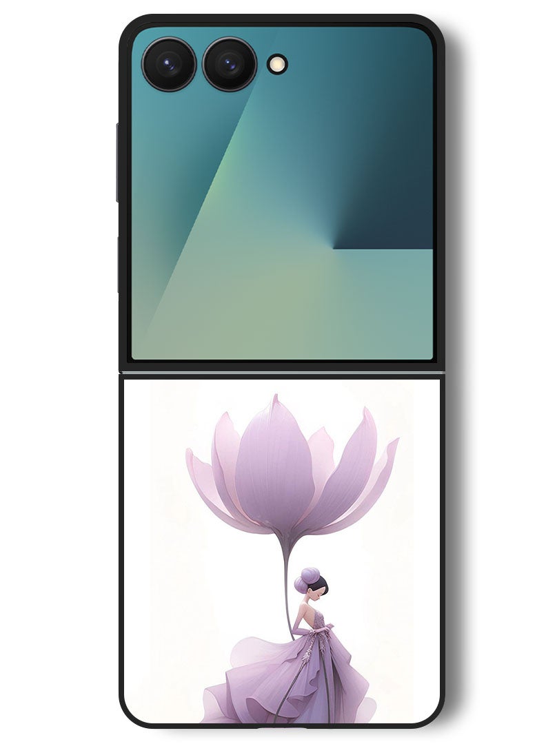 Theodor Case Compatible with Samsung Galaxy Z Flip 7 - 6.9 Inch Protection Shockproof Bumper Cover Women Flower - Image 1