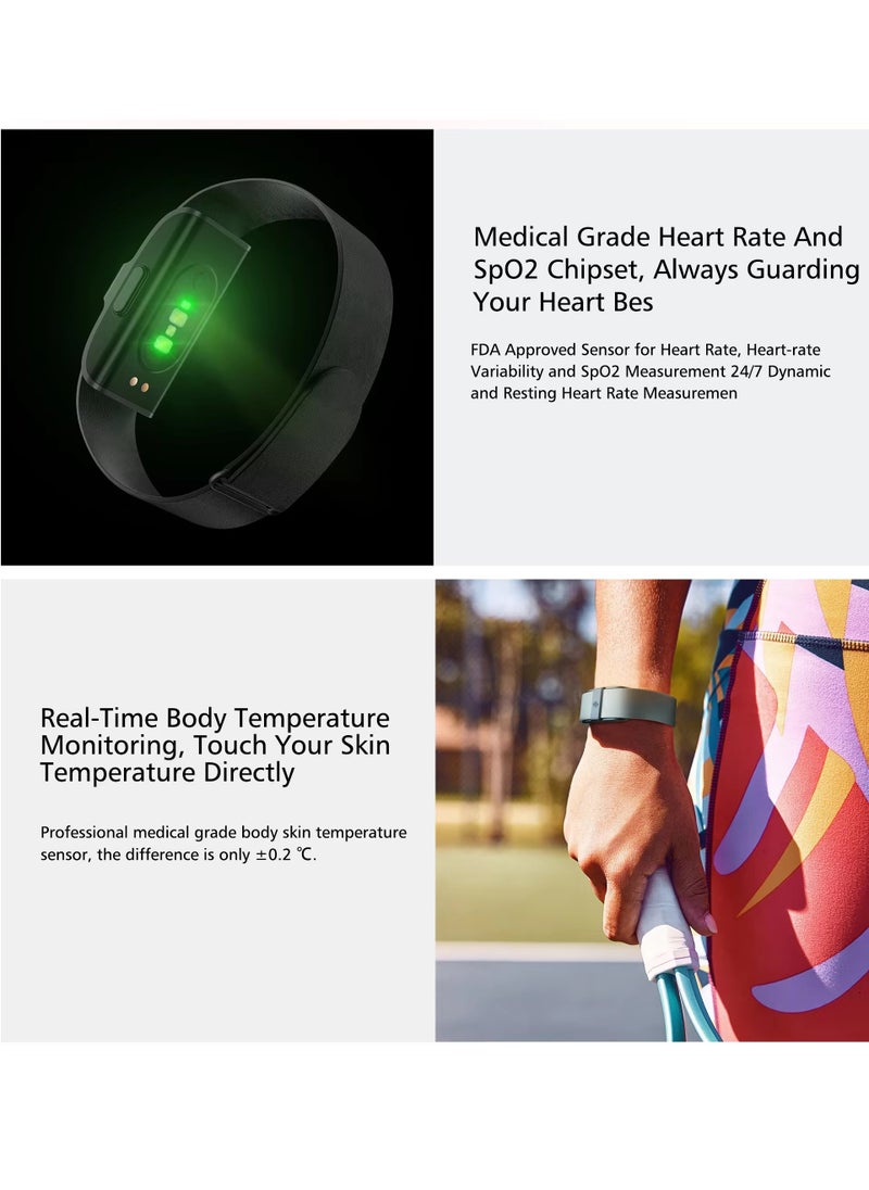 Jstyle - 2208A Smart Bracelet Heart Rate Blood Pressure Monitor Pedometer Sport Fitness Tracker Men Women Electronic Bracelet (Black) - Image 1
