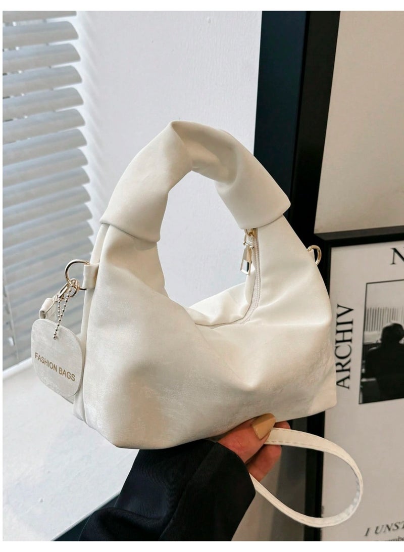 Shein Solid Color Crescent Handbag, Fashionable Detachable Shoulder Strap Crossbody Bag, Elegant Dumpling Bag Dual Use As Phone Pouch, Minimalist Commute & Travel Top Handle Underarm Bag, Small Zipper Baguette Bag For Women Daily Use - Image 4