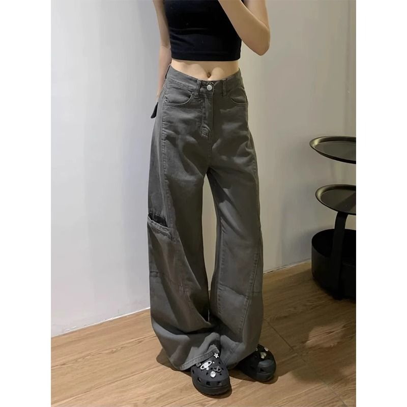 Vintage Classic European-American Design Daily Commute Jeans Grey Size_S - Image 1