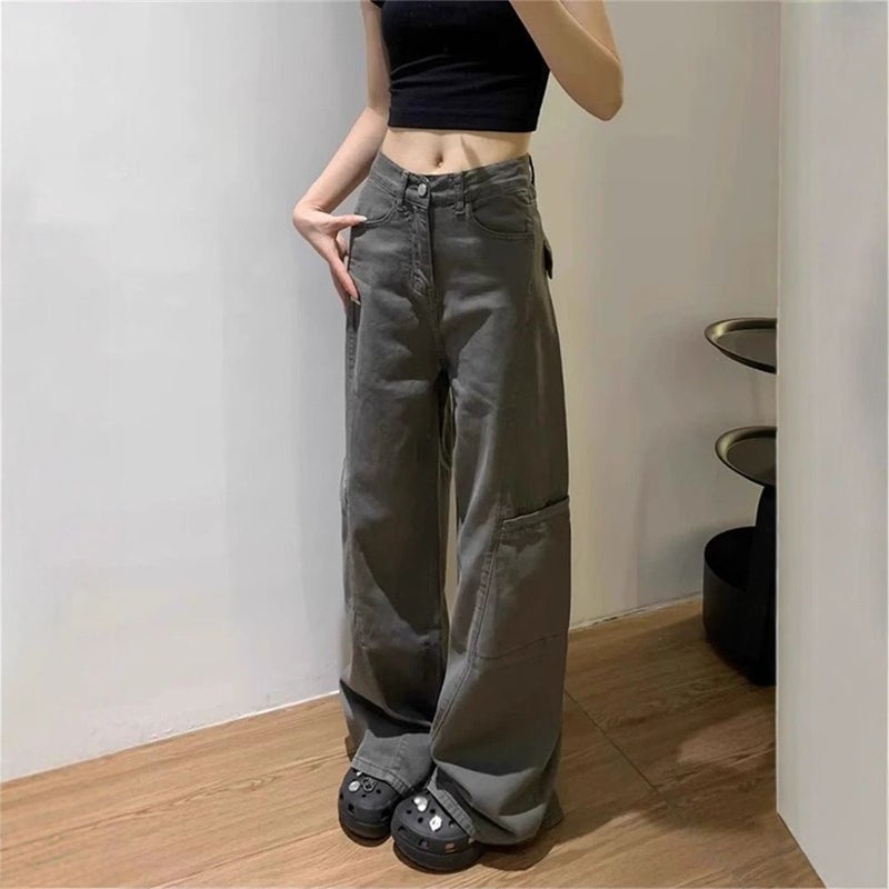 Vintage Classic European-American Design Daily Commute Jeans Grey Size_S - Image 3