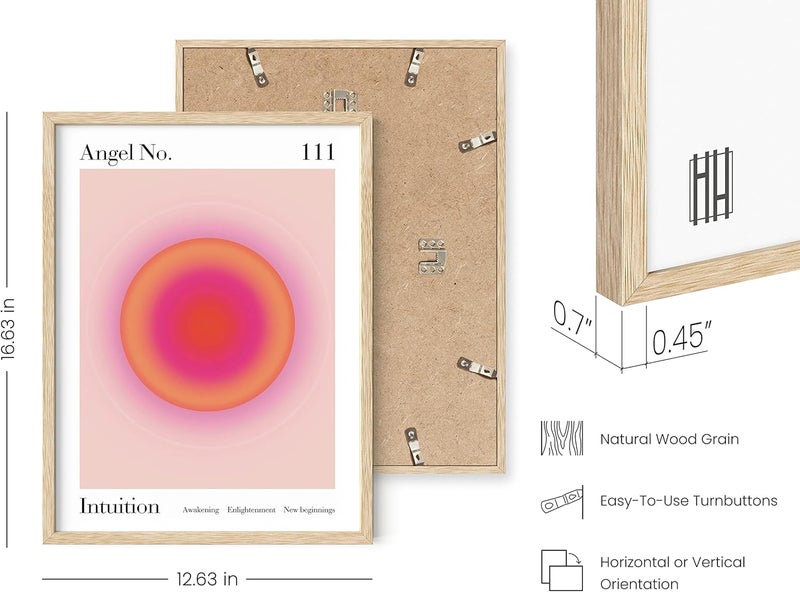 Home Trove ALAYRA Angel Number Wall Art - Set of 3 Positive Frameable Art, Angel Number Posters, Y2k Room Decor, Aura Wall Art Bedroom Aesthetic, Preppy Wall Decor, Aura Posters (Beige Frame, 12x16) - Image 3