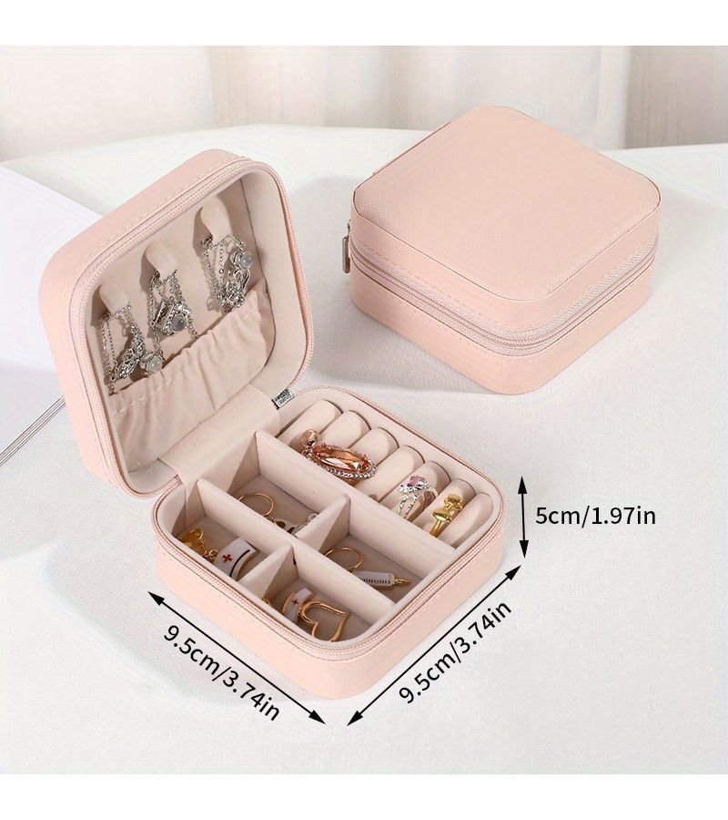 Compact Travel Jewelry Organizer Box For Necklace Earring Ring Storage F - Image 3