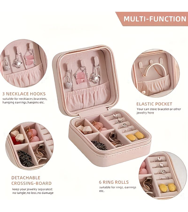 Compact Travel Jewelry Organizer Box For Necklace Earring Ring Storage F - Image 4