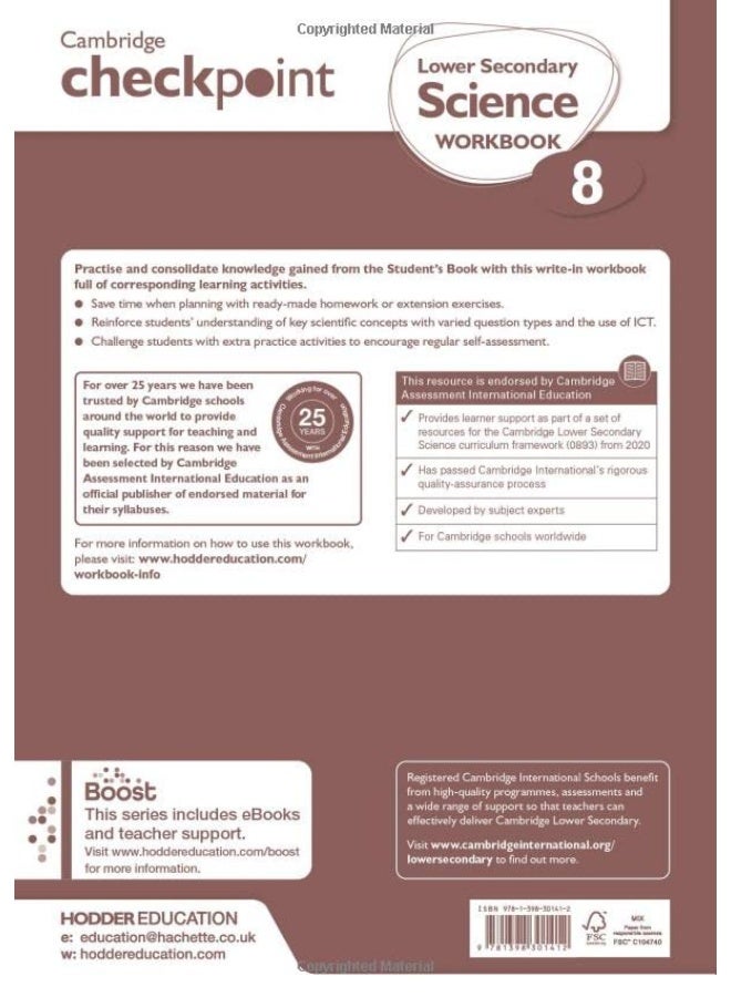كتاب العمل للعلوم للمرحلة الثانوية الدنيا كامبريدج 8: الطبعة الثانية - Image 2