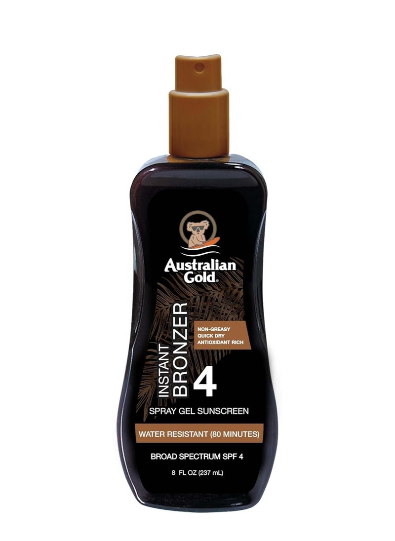 Australian Gold Australian Gold Spray Gel Sunscreen with Instant Bronzer SPF - 4, 8 Ounce | Moisturize & Hydrate Skin | Broad Spectrum | Water Resistant | Non-Greasy | Oxybenzone Free | Cruelty Free  - Image 1