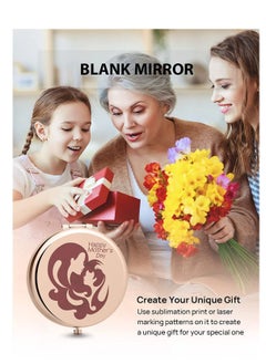 Y&D 2 PCS Compact Mirror for Purse, Double-Sided 1X/2X Magnifying Metal Pocket Makeup MirrorsRound, Rose Gold  - Image 5