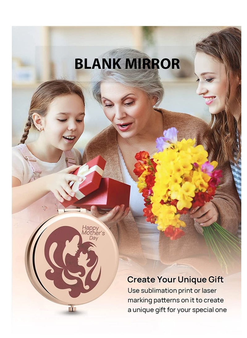 واي آند دي 2 PCS Compact Mirror for Purse, Double-Sided 1X/2X Magnifying Metal Pocket Makeup MirrorsRound, Rose Gold - Image 5