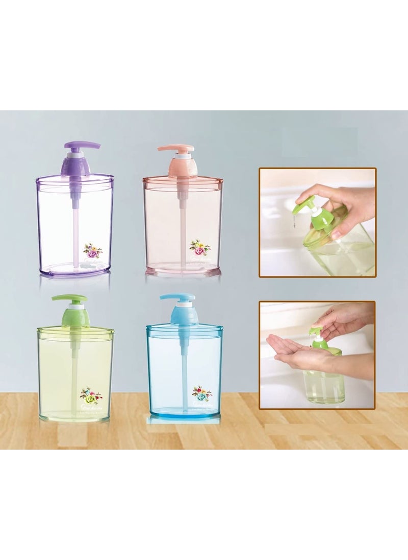 TEMSON - TEMSON Unbreakable Liquid Soap/Liquid/Shampoo/Hand wash/Sanitizer/Lotion Dispenser Bottle for Kitchen, Wash-Basin and Bathroom 400 ml Dispensers (Pink, B)(BV-8002) - Image 1