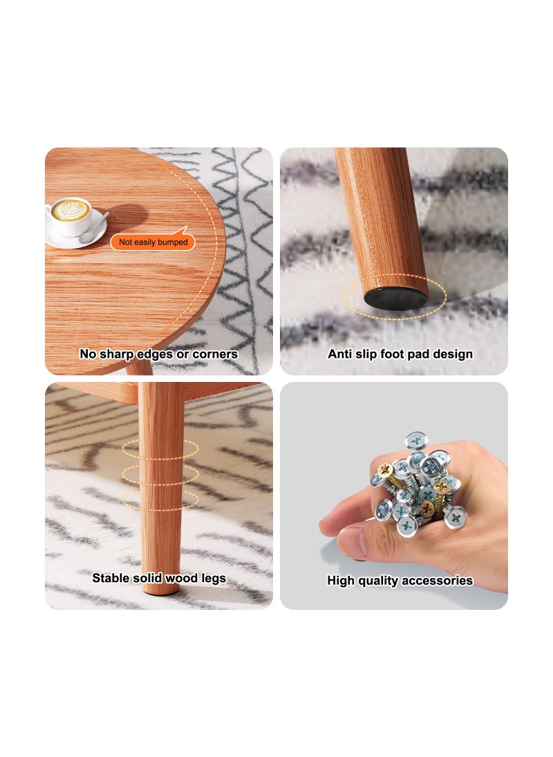 Oval tea table 2 layers simple and easy to install home sofa tea table creative simple balcony small table suitable for home office living room