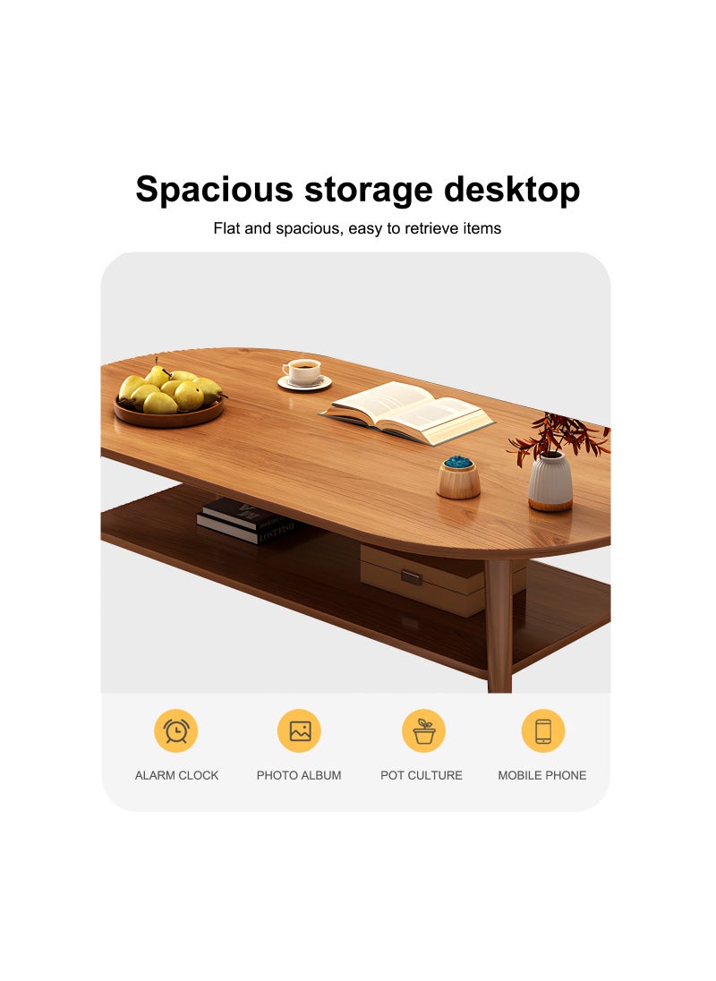 Oval tea table 2 layers simple and easy to install home sofa tea table creative simple balcony small table suitable for home office living room