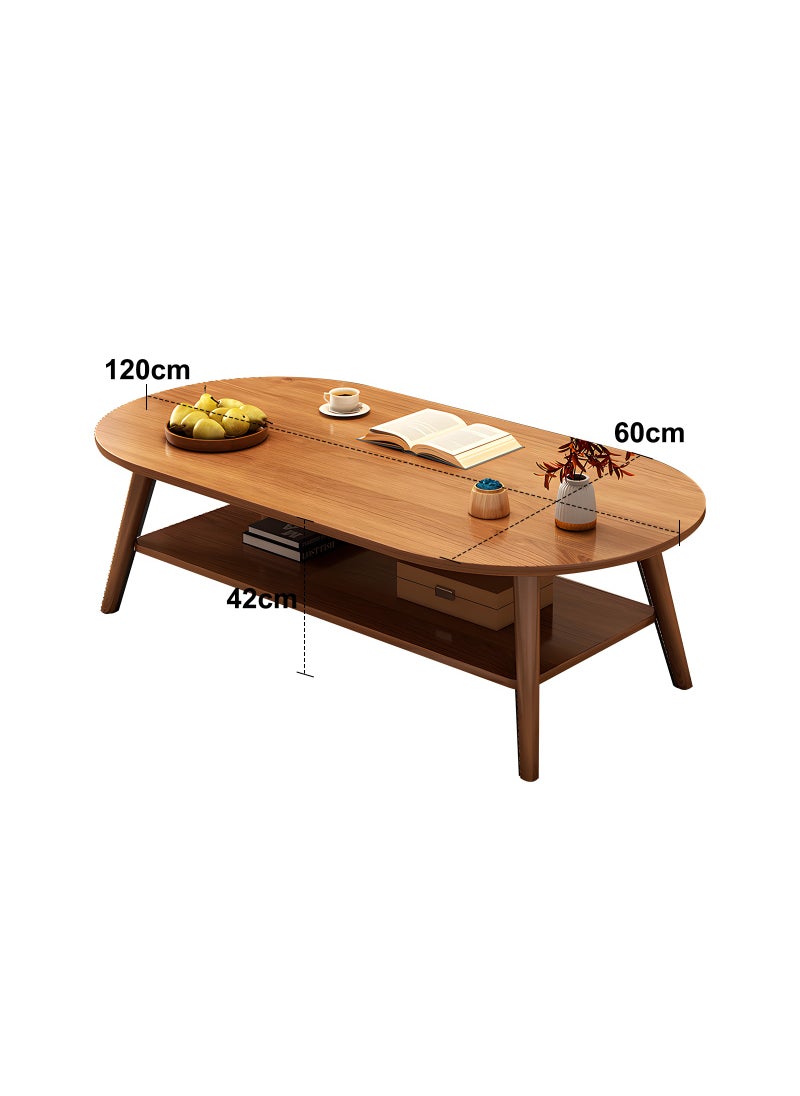 Oval tea table 2 layers simple and easy to install home sofa tea table creative simple balcony small table suitable for home office living room