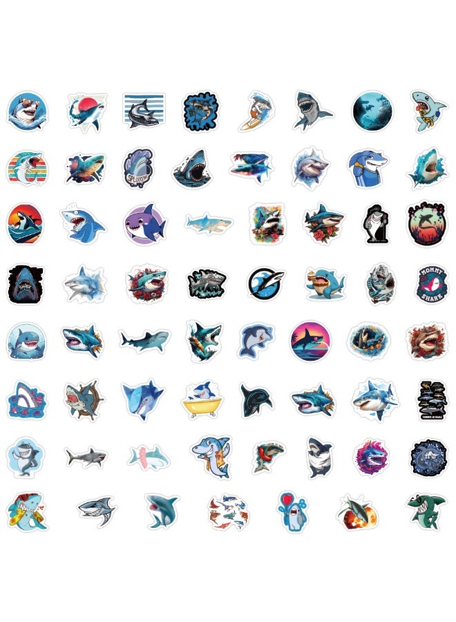 NIBEMINENT 60 Pcs Cartoon Shark Deco Kit Waterproof Stickers, High Definition Printing Bright Colors, Suitable for Laptop Skateboard Luggage Water Bottle Guitar DIY - Image 1
