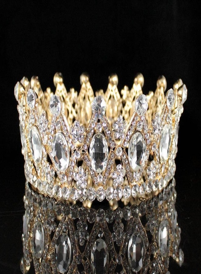 Janefashions STUNNING FULL CROWN AUSTRIAN CRYSTAL RHINESTONE TIARA PAGEANT BRIDAL T1927G GOLD - Image 5