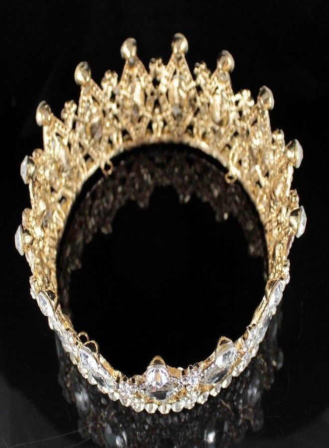 Janefashions STUNNING FULL CROWN AUSTRIAN CRYSTAL RHINESTONE TIARA PAGEANT BRIDAL T1927G GOLD - Image 4