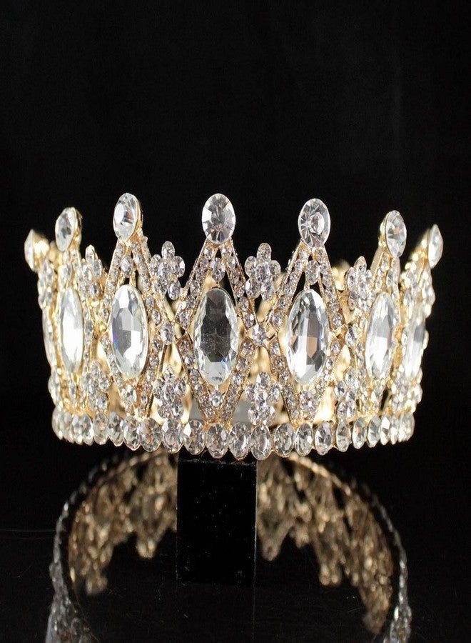 Janefashions STUNNING FULL CROWN AUSTRIAN CRYSTAL RHINESTONE TIARA PAGEANT BRIDAL T1927G GOLD - Image 2