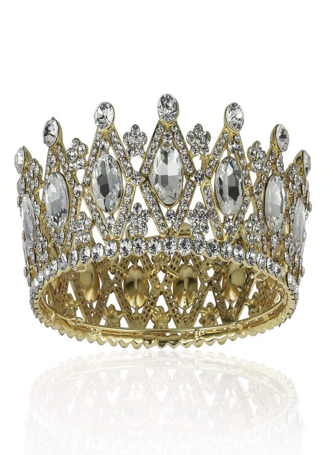 Janefashions STUNNING FULL CROWN AUSTRIAN CRYSTAL RHINESTONE TIARA PAGEANT BRIDAL T1927G GOLD - Image 1