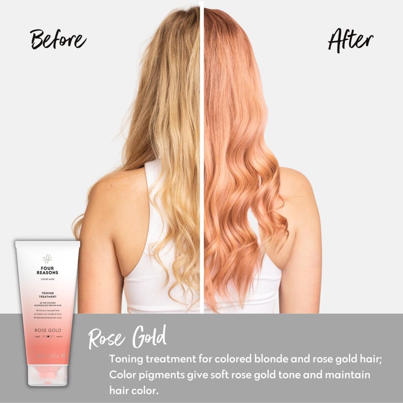 Four Reasons Color Mask - Rose Gold - (19 Colors) Toning Treatment, Color Depositing Conditioner, Tone & Enhance Color-Treated Hair - Semi Permanent Hair Dye, Vegan and Cruelty-Free, 6.76 fl oz - Image 2