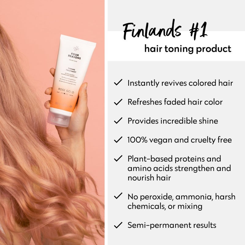Four Reasons Color Mask - Rose Gold - (19 Colors) Toning Treatment, Color Depositing Conditioner, Tone & Enhance Color-Treated Hair - Semi Permanent Hair Dye, Vegan and Cruelty-Free, 6.76 fl oz - Image 5