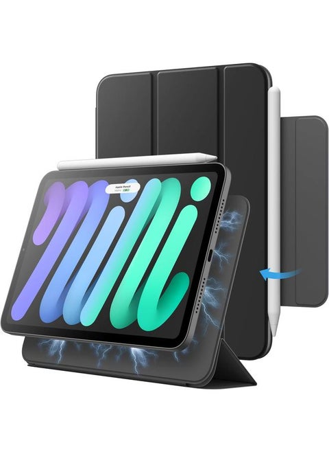Magnetic Case For Ipad Mini A17 Pro 2024 Model 7Th Generation Mini 6 2021 Model 6Th Generation Magnetic Attachment Slim Smart Tablet Cover With Auto Wake Sleep Black