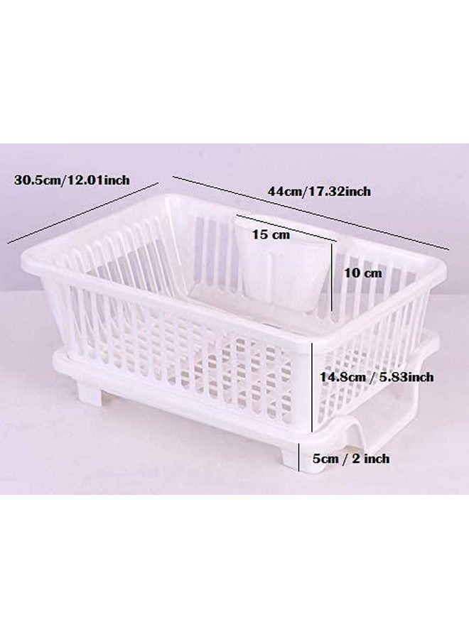 Birdwing 3 in 1 Large Durable Plastic Kitchen Sink Dish Rack Drainer Drying Rack Washing Basket with Tray for Kitchen, Dish Rack Organizers, Utensils Tools Cutlery (White) - Image 2