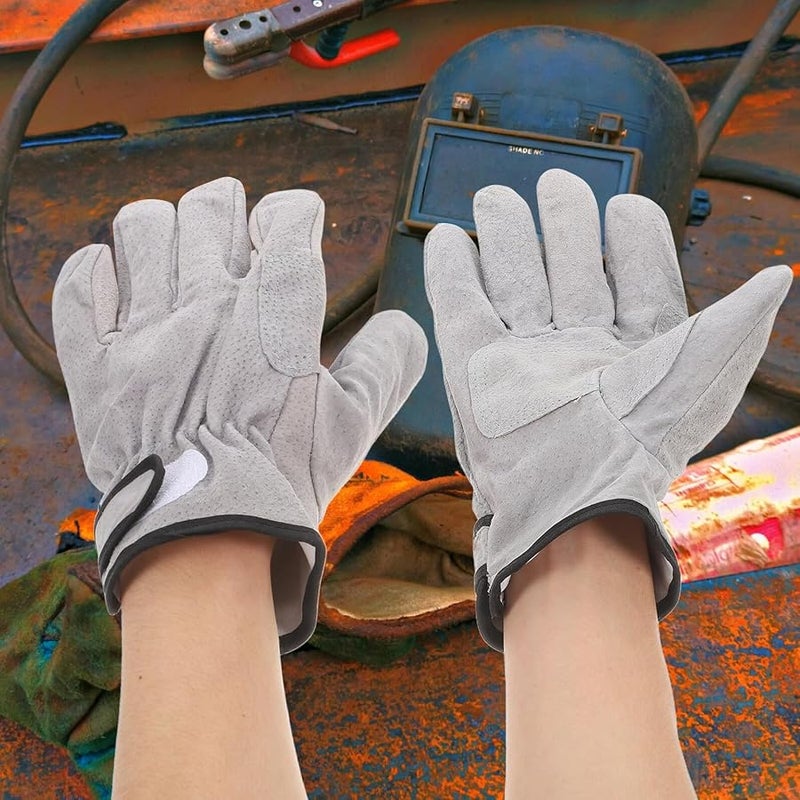 Kisangel Heat Resistant Welding Gloves Reinforced Palm Abrasion Protection Mens Labor Outdoor Safety - Image 5
