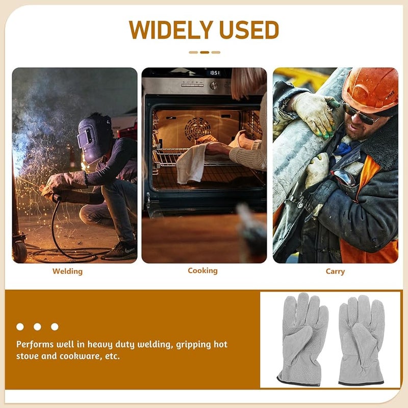 Kisangel Heat Resistant Welding Gloves Reinforced Palm Abrasion Protection Mens Labor Outdoor Safety - Image 4