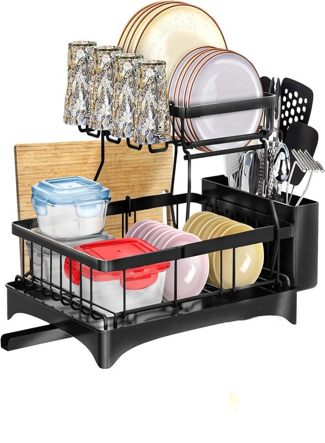 Glaceon Dish Drying Rack with Drainboard, 2 Tier Dish Rack Dish Drying Rack for Kitchen Counter with Cutting Board Rack - Image 1