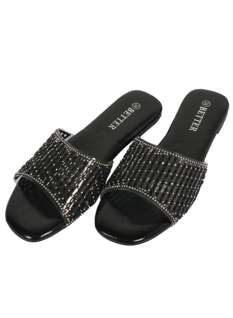 Better Ladies Flat Sandal Black  - Image 1