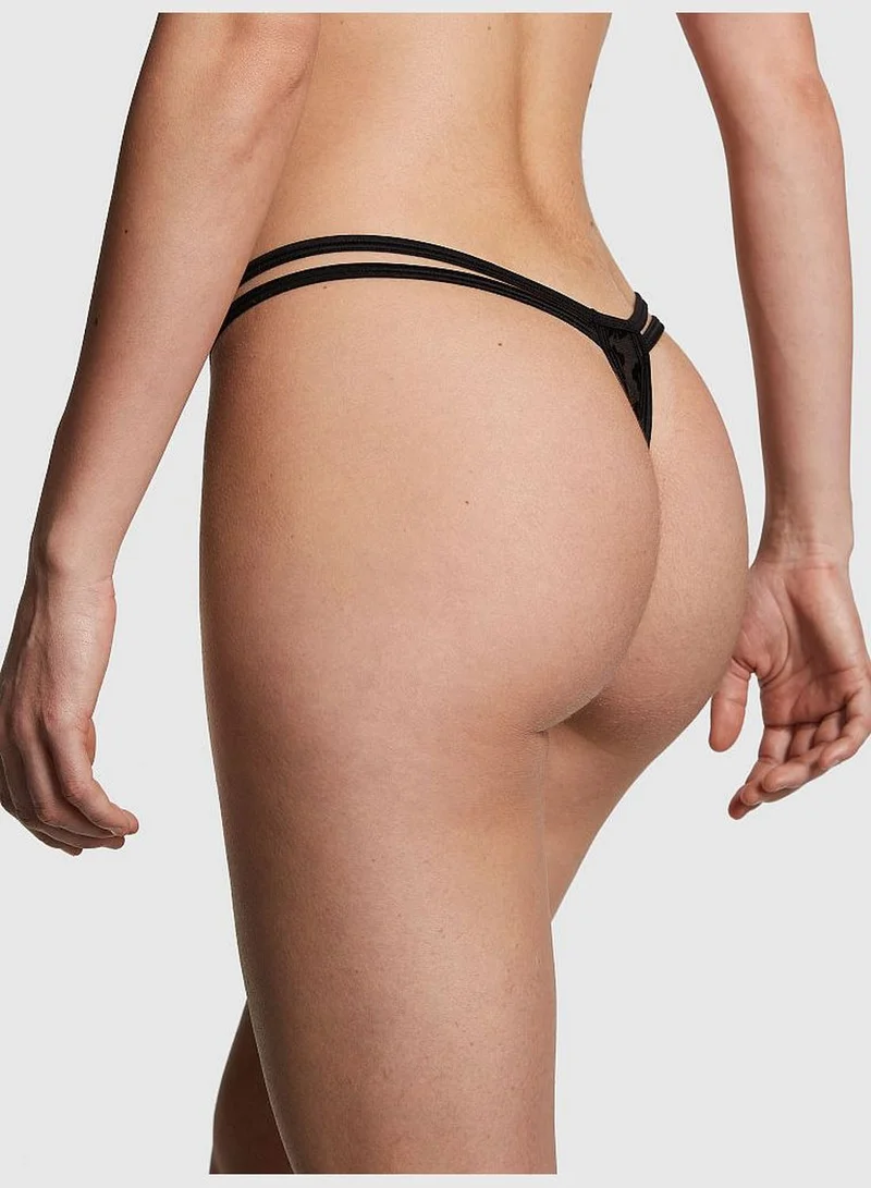 PINK Logo Mesh Strappy Thong Panty