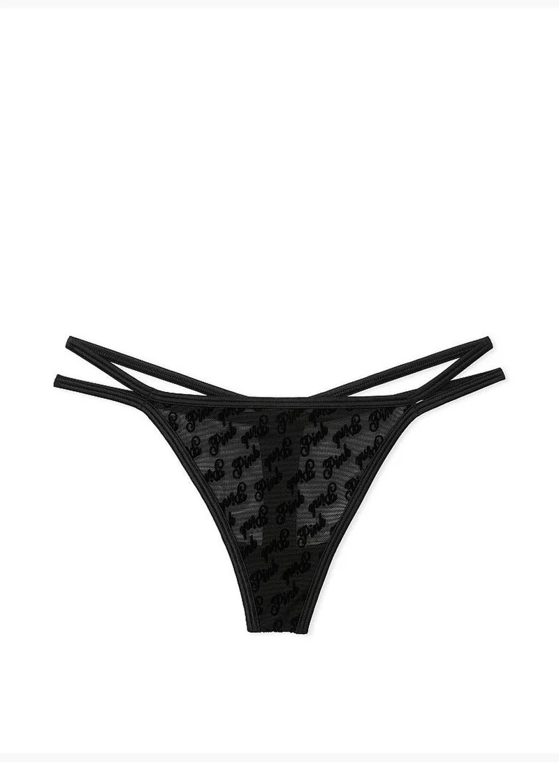 PINK Logo Mesh Strappy Thong Panty