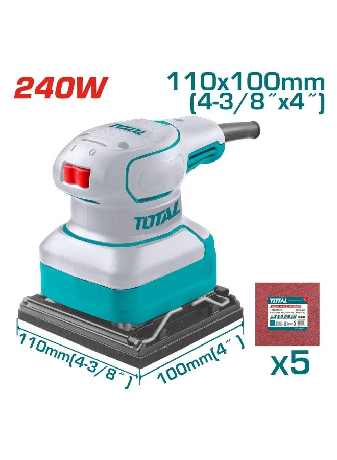 توتال صنفرة يدوية توتال تولز، 240 واط، قاعدة 110x100 مم، موديل TF2241108 - Image 1