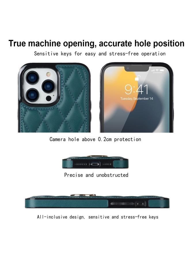 S-TOP Case For iPhone 13 Pro Rhombic PU Leather Phone Case with Ring Holder - Image 4