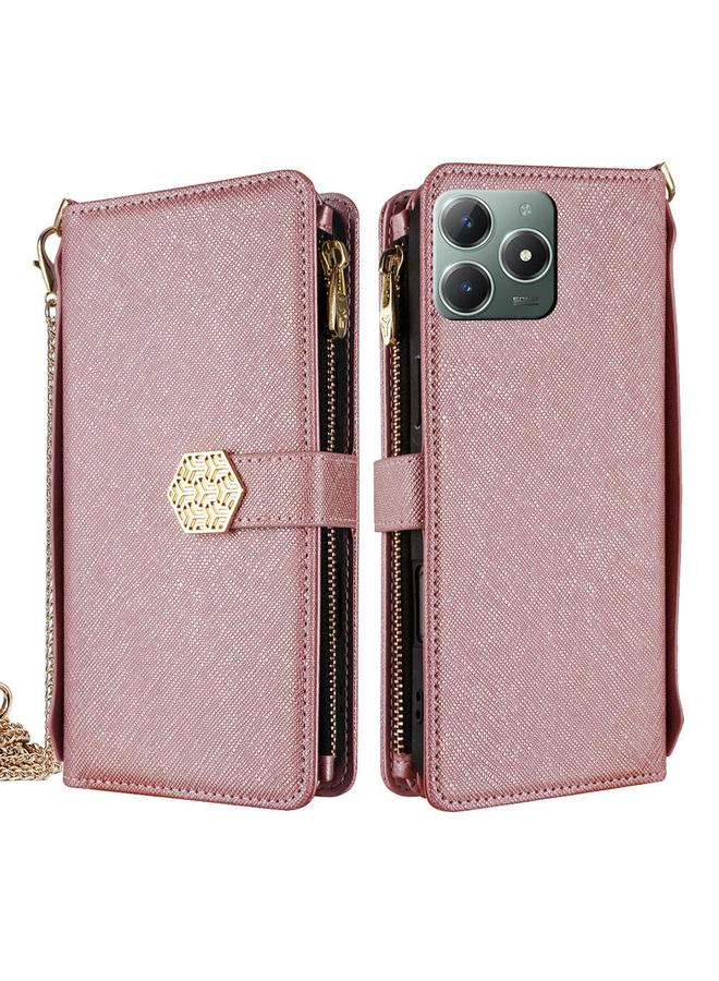 S-TOP Case For Realme C61 4G Crossbody Handle Cross Texture Leather Phone Case - Image 1