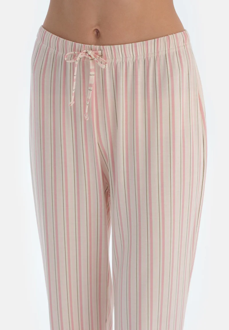 dagi  Striped Regular/Classic Fit Shirt & Trousers Pajama Sets Spread Collar Cotton Blend Sleepwear for Women | Best Price UAE