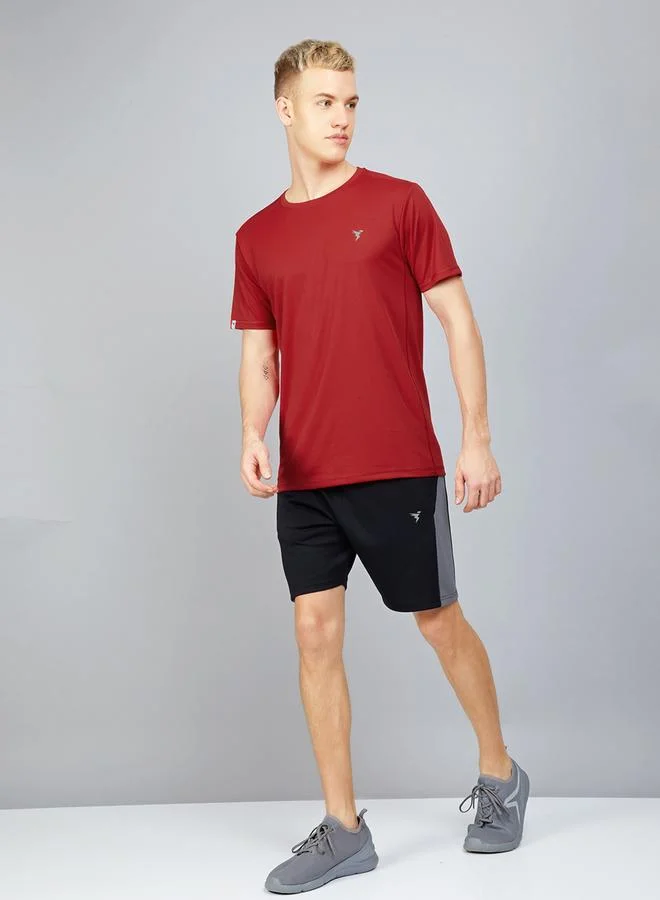 Technosport Men Solid Slim Fit Crew Neck T-Shirt