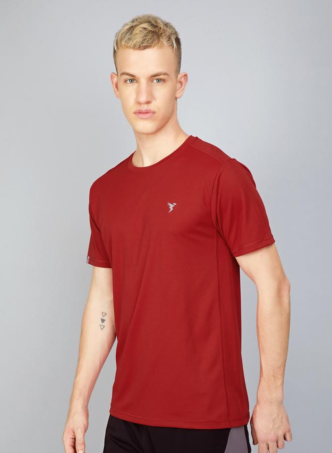 Technosport Men Solid Slim Fit Crew Neck T-Shirt - Image 1