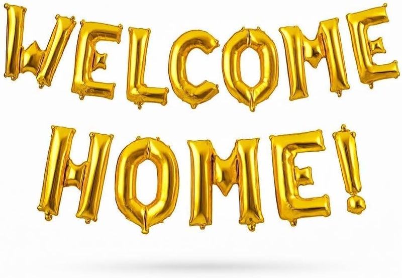 Fitto 40cm Welcome Home Letter Balloons – Gold Alphabet Foil Mylar for Welcome Party, Home & Event Decoration, UAE - Image 1
