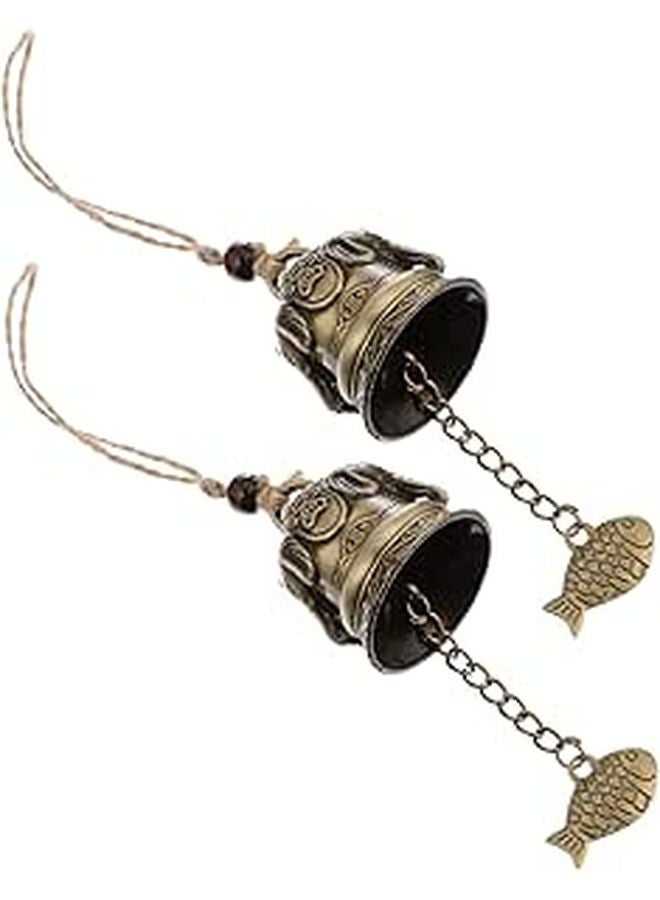 Vintage Elephant Wind Chime 2 Pack Brass Fengshui Hanging Bell For Home Garden Luck Harmony - Image 1