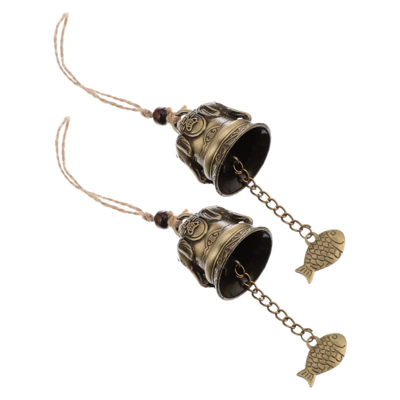 Vintage Elephant Wind Chime 2 Pack Brass Fengshui Hanging Bell For Home Garden Luck Harmony - Image 2