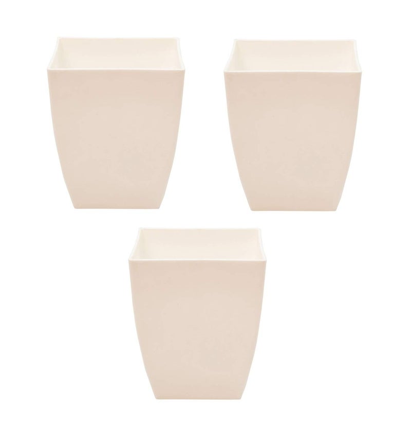 garbnoire Gardening Flower Pots - 5.5 Inch Plastic Flower Pots | Modern Decorative Indoor Outdoor Pots - (White, 3) - Image 3