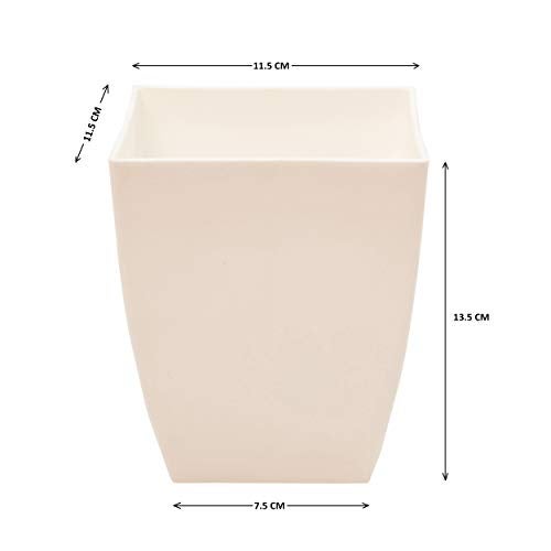 garbnoire Gardening Flower Pots - 5.5 Inch Plastic Flower Pots | Modern Decorative Indoor Outdoor Pots - (White, 3) - Image 4