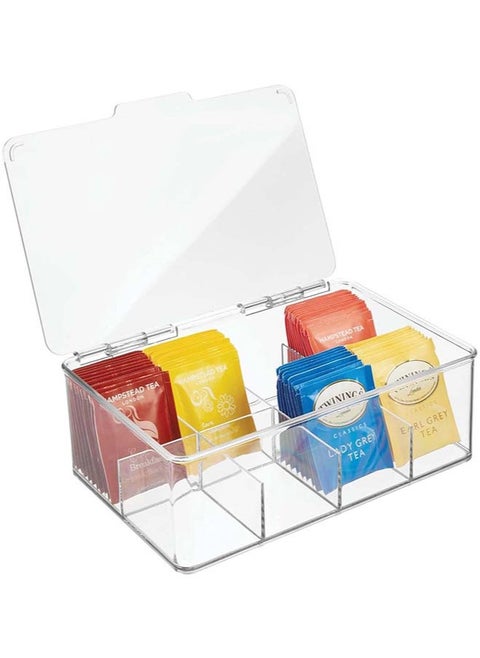 Tea Bag Organizer, Stackable Tea Bag Storage Organizer with Clear Lid, Tea bag Holder for Counter tops, Kitchen Cabinets, Pantry (Clear)