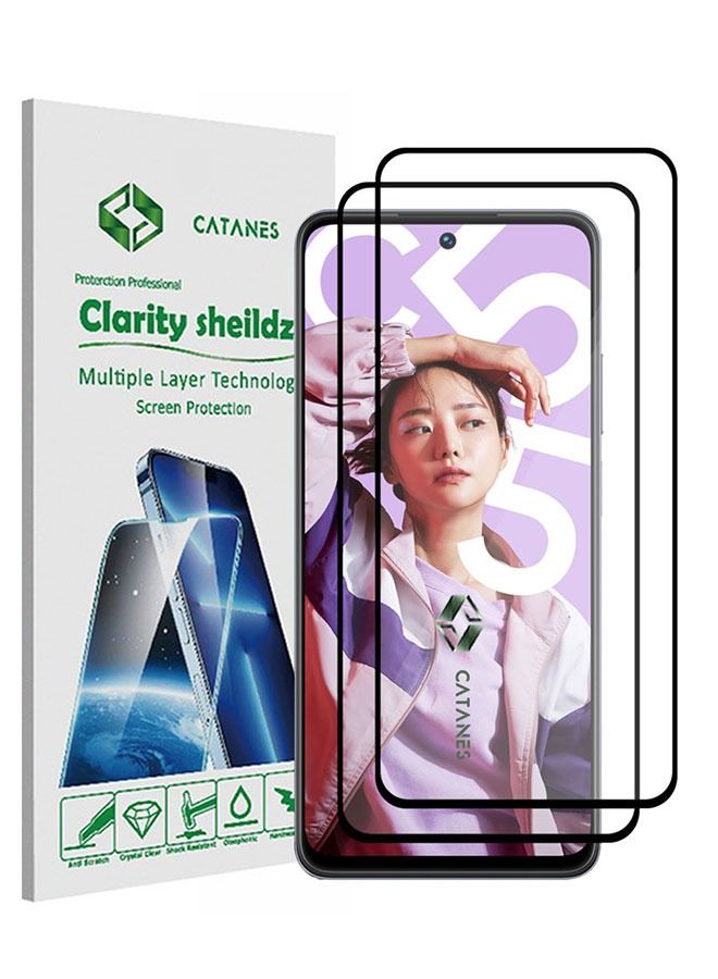 CATANES 2 Pack For Realme C55 Tempered Glass Screen Protector Full Glue Back - Image 1