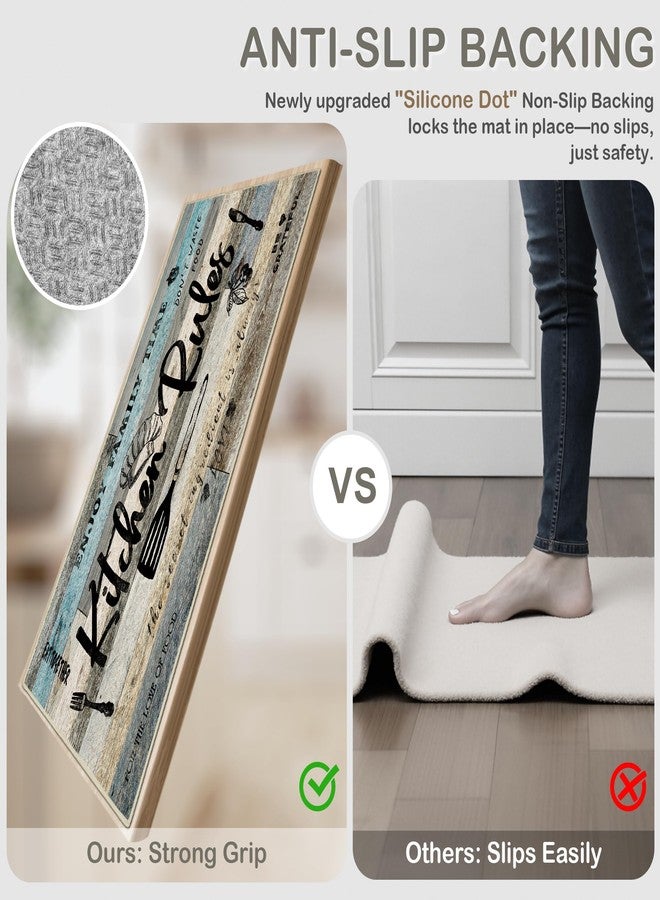 Tritard 100% Non Slip 3 Piece Kitchen Rugs Set with Runner, Farmhouse Washable Kitchen Mats for Floor, Ultra Soft Kitchen Floor Mats Carpet Runner Rugs for Sink, Entryway, Laundry Room, Teal Gray - Image 3