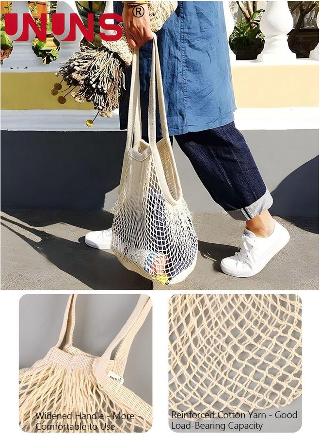 UNUNS Mesh Tote Bags,3 Pack Fruit Net Shopping Bag,Reusable Grocery Bag,3 Colors - Image 3